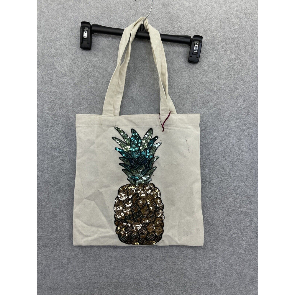 EMMEZ Pineapple Sequined Beach Shopping Bag Reusable Canvas